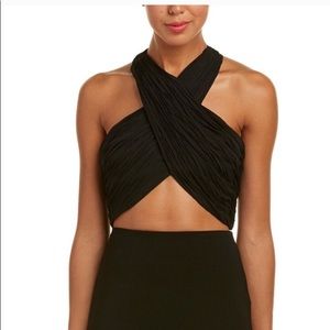 Alice + Olivia Tracee crossover crop top black